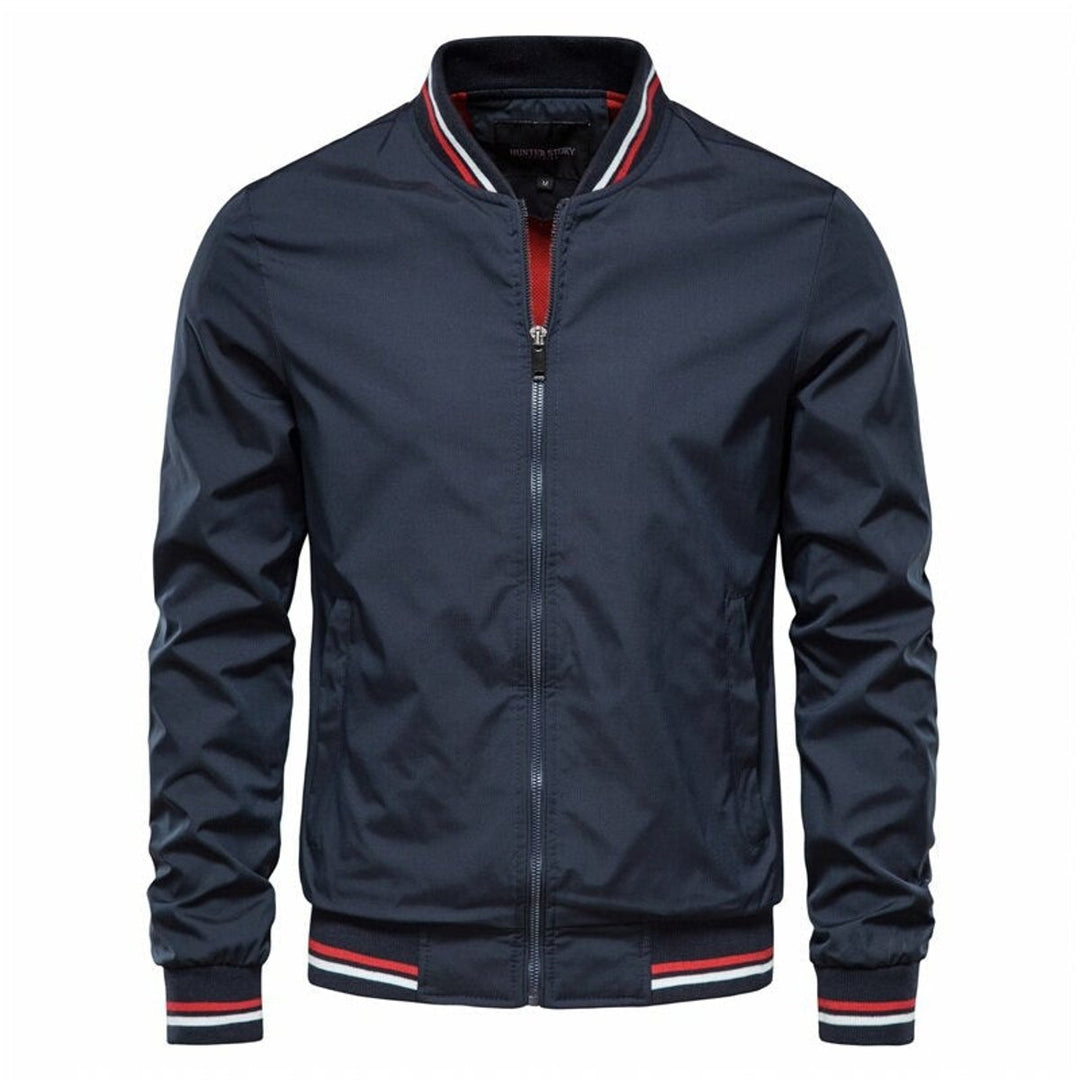 Mens Lightweight Bomber Jacket with Ribbed Trim