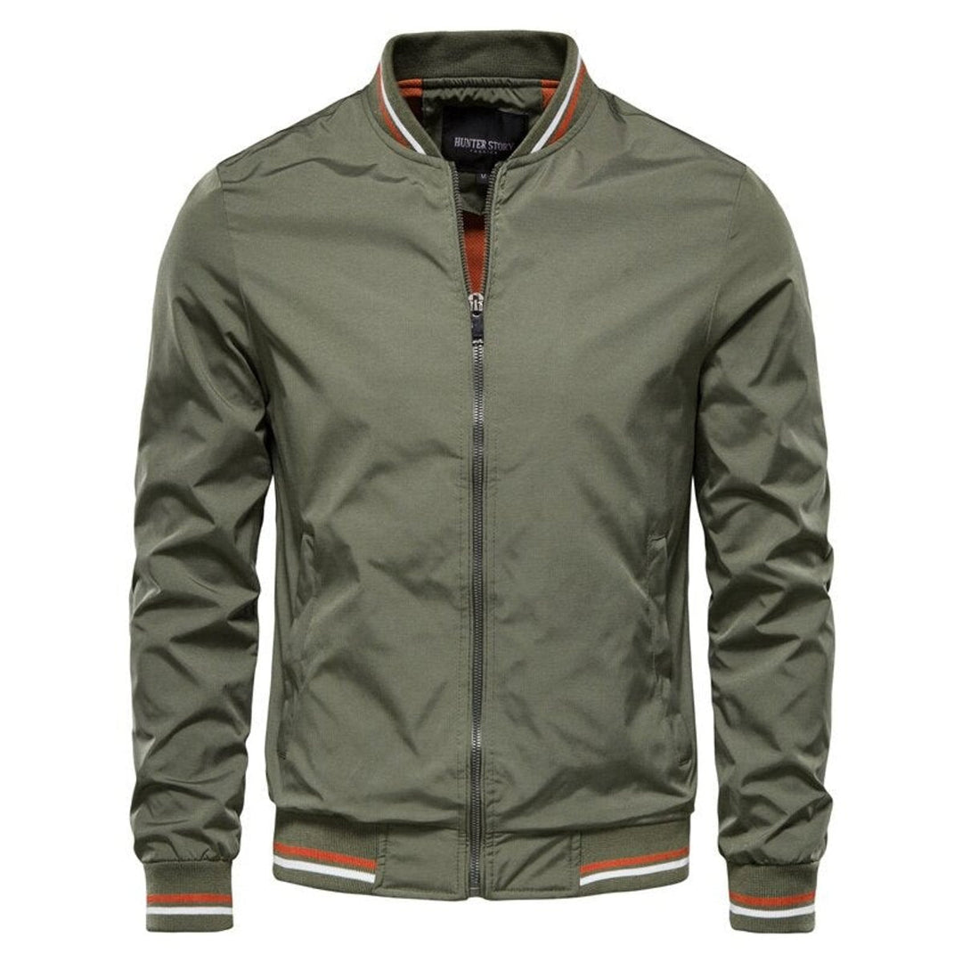 Mens Lightweight Bomber Jacket with Ribbed Trim