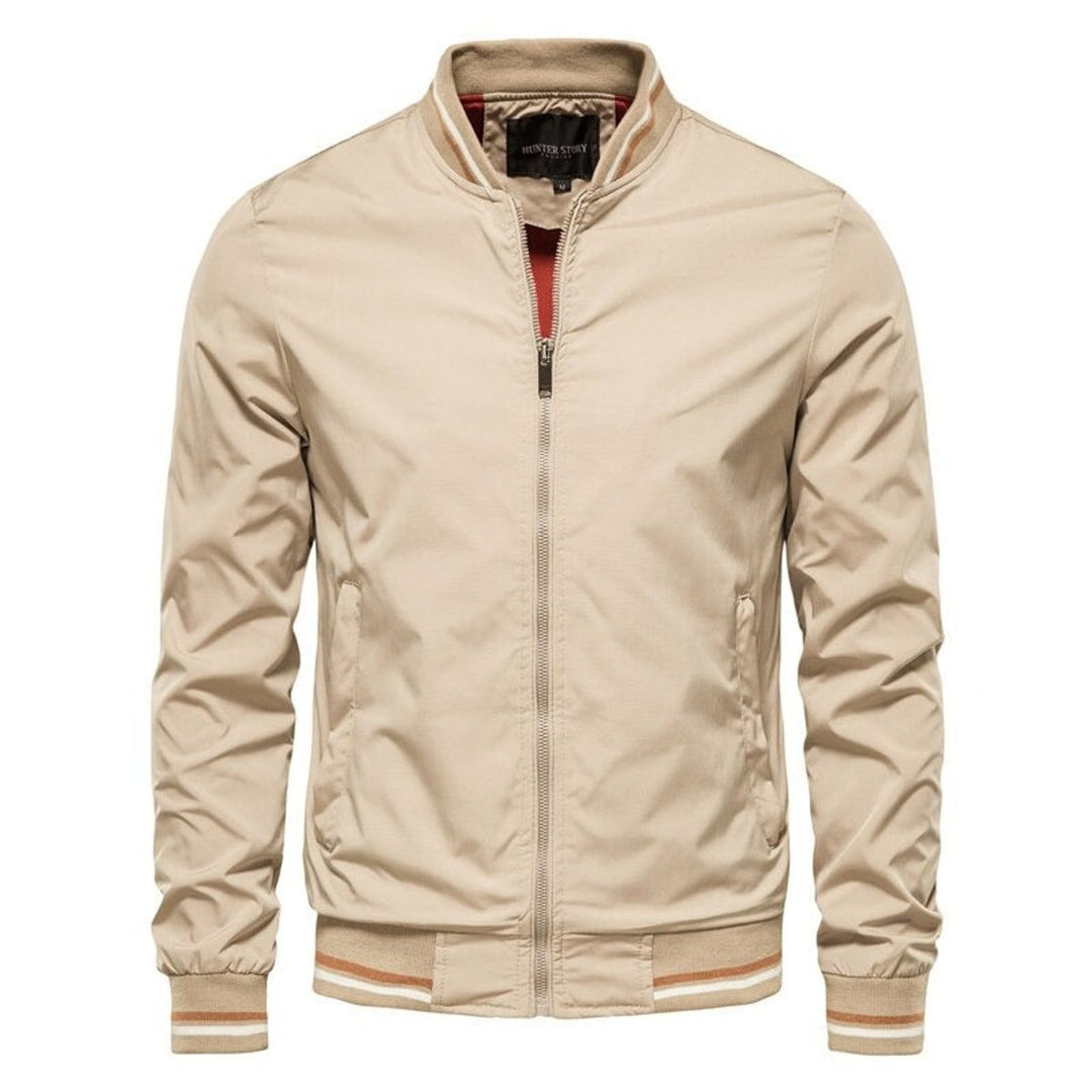 Mens Lightweight Bomber Jacket with Ribbed Trim