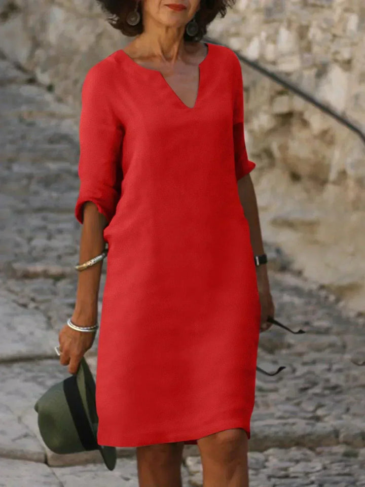 Notch Neck Midi Dress