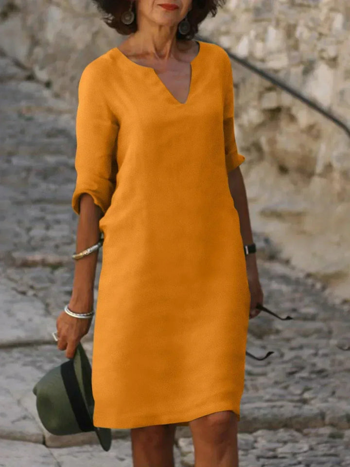 Notch Neck Midi Dress
