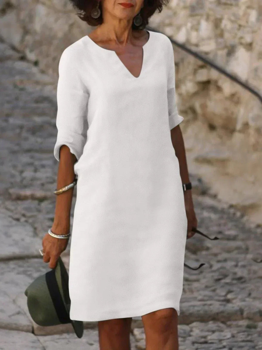 Notch Neck Midi Dress