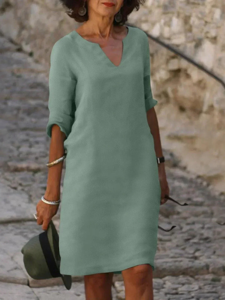 Notch Neck Midi Dress