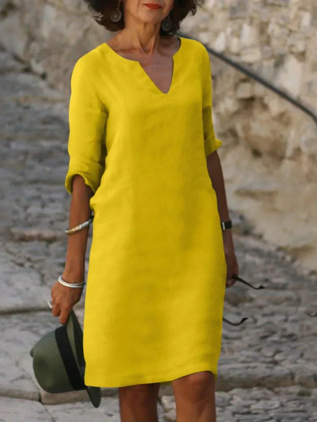 Notch Neck Midi Dress