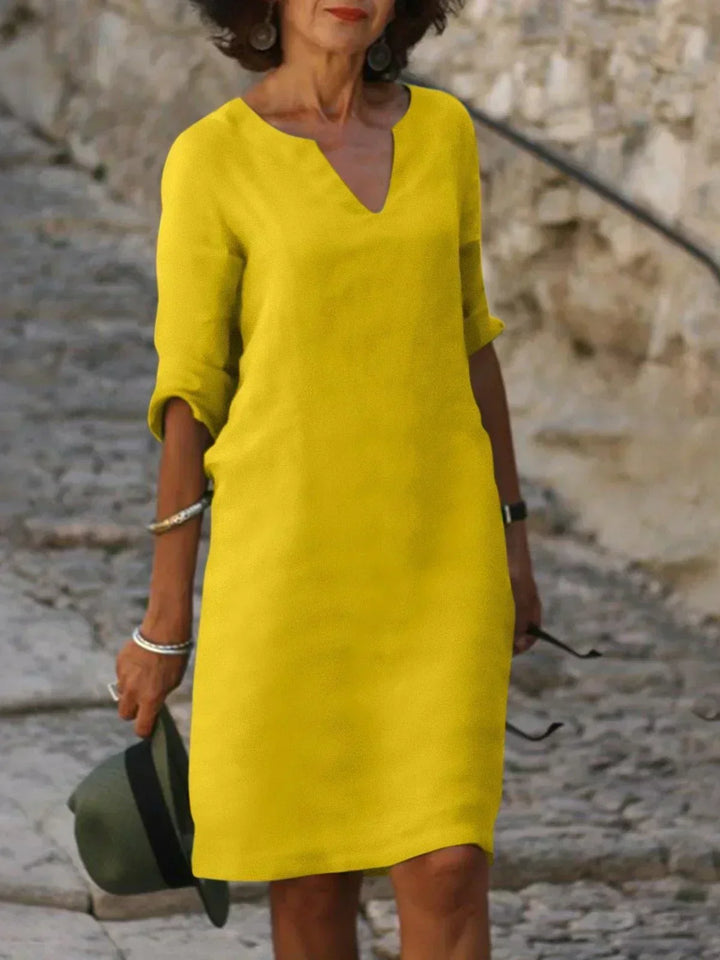 Notch Neck Midi Dress