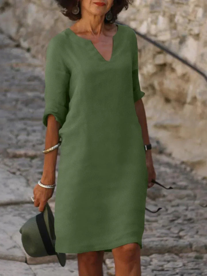 Notch Neck Midi Dress