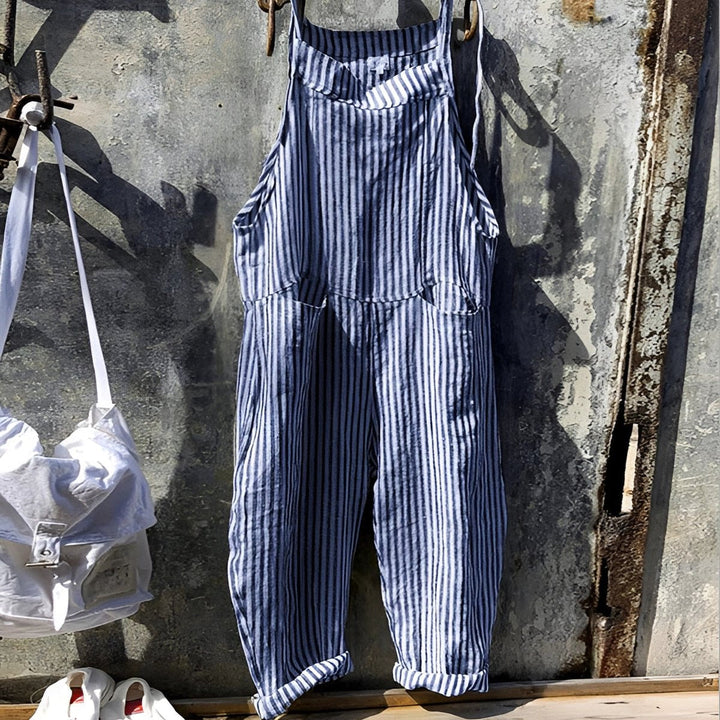 Vintage Striped Loose-Fit Overalls