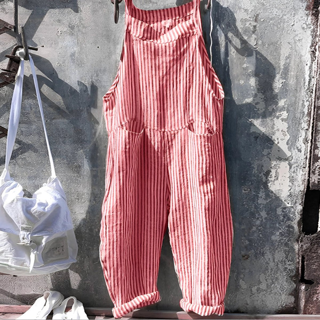 Vintage Striped Loose-Fit Overalls