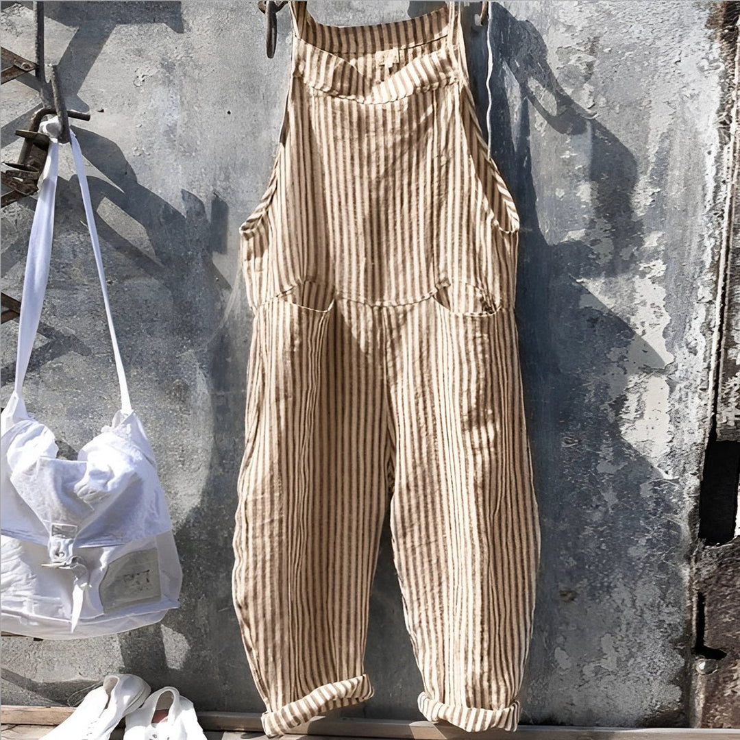 Vintage Striped Loose-Fit Overalls