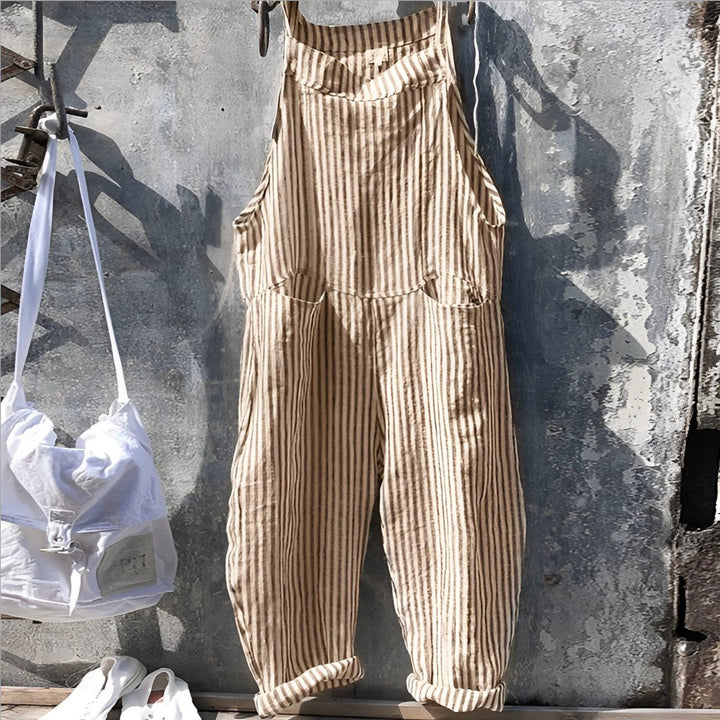Vintage Striped Loose-Fit Overalls