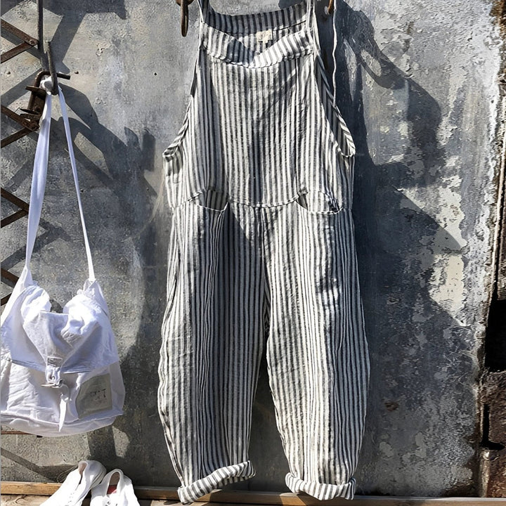 Vintage Striped Loose-Fit Overalls