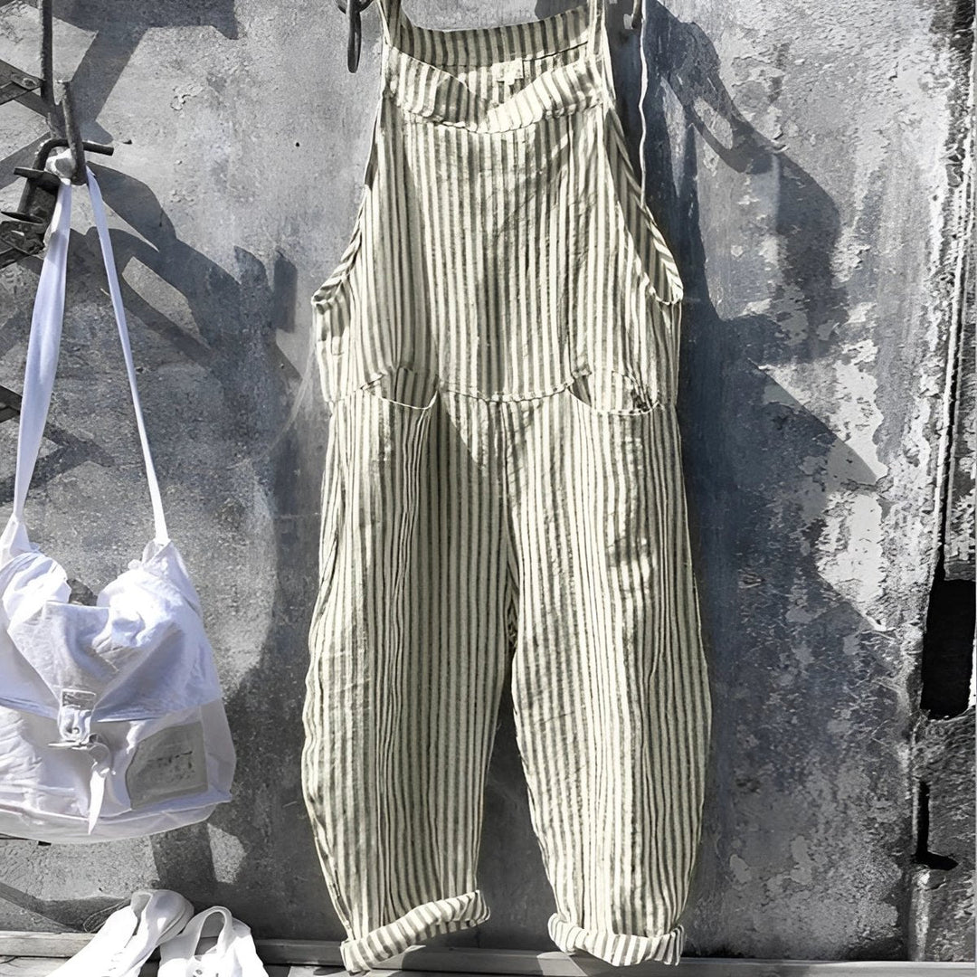 Vintage Striped Loose-Fit Overalls