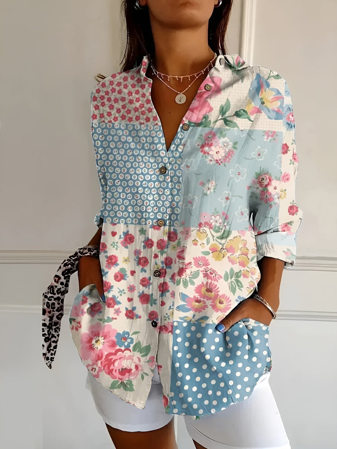 Women Floral Button-Front Blouse