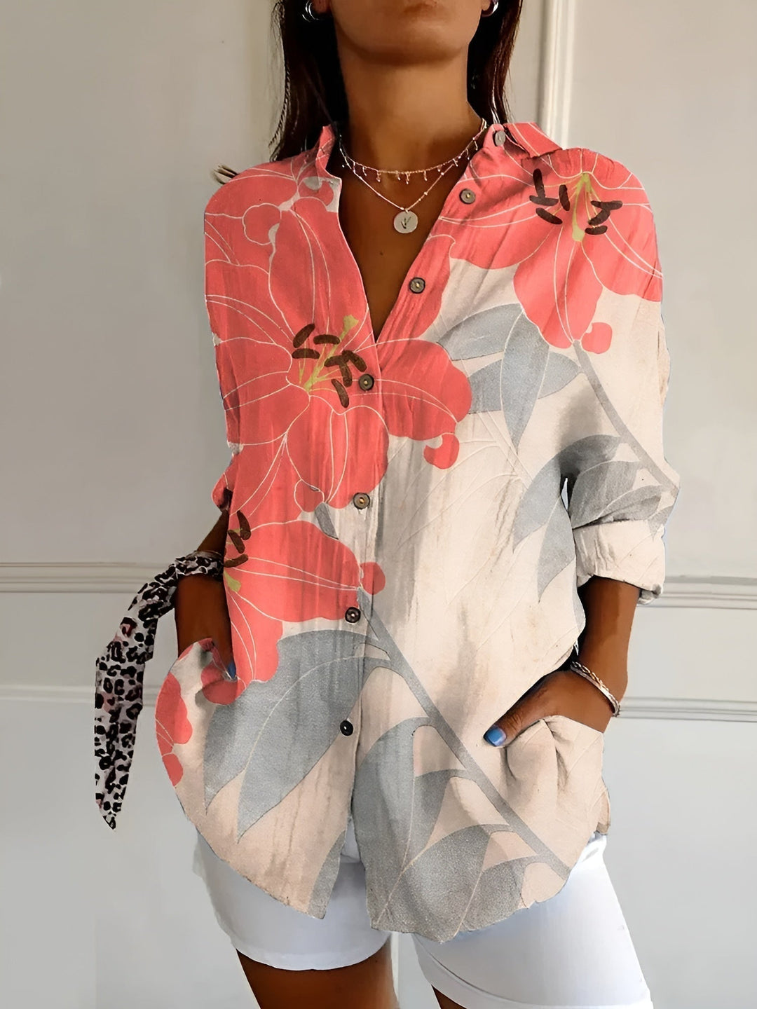 Women Floral Button-Front Blouse