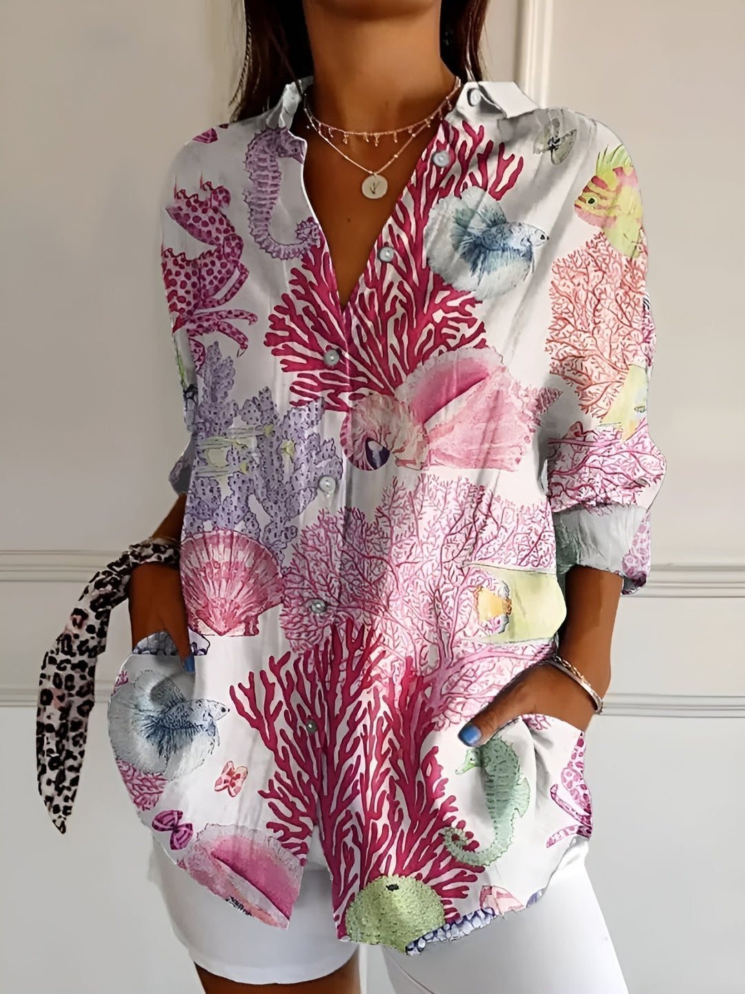 Women Floral Button-Front Blouse