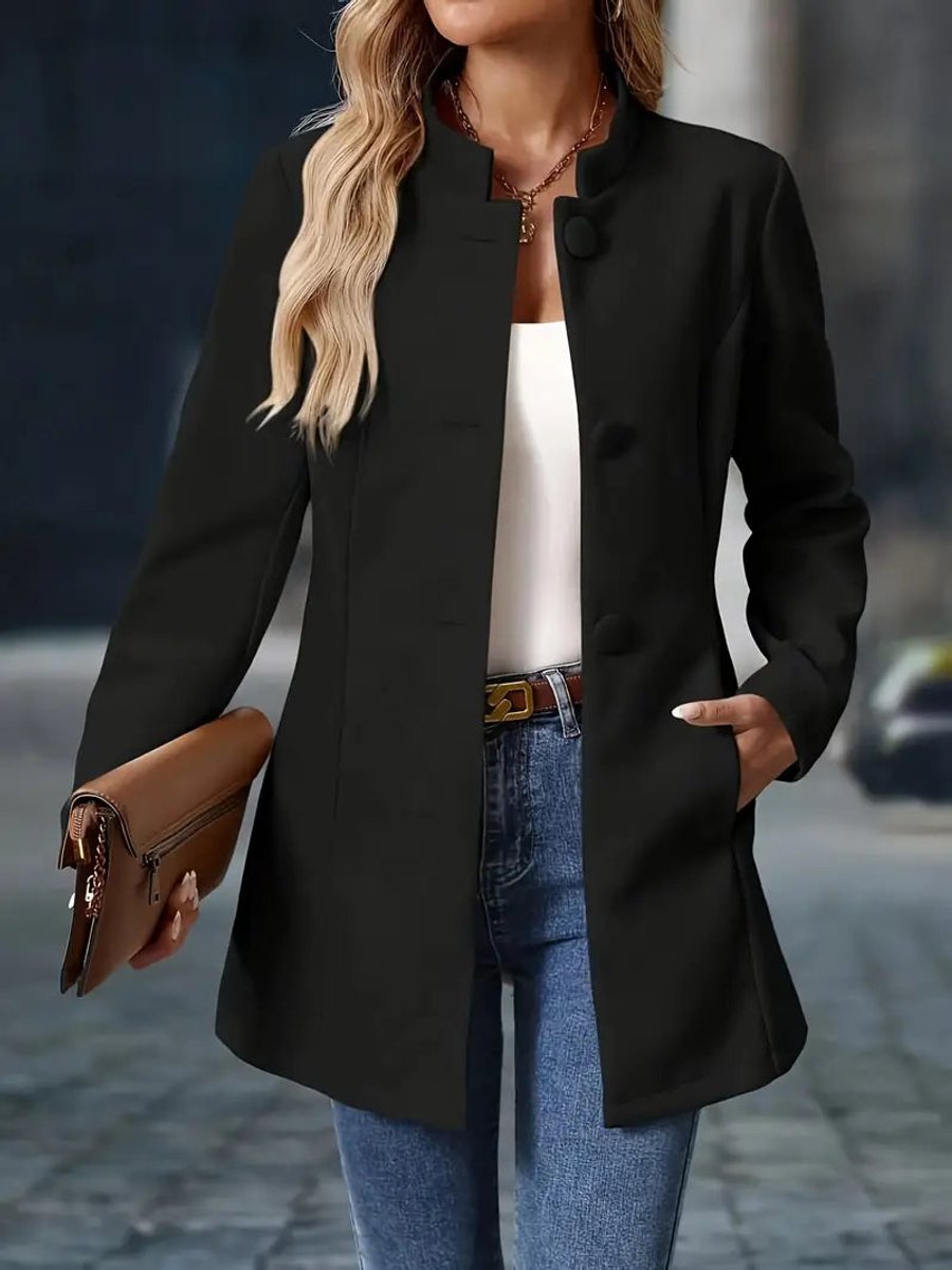 Stand Collar Longline Blazer Jacket