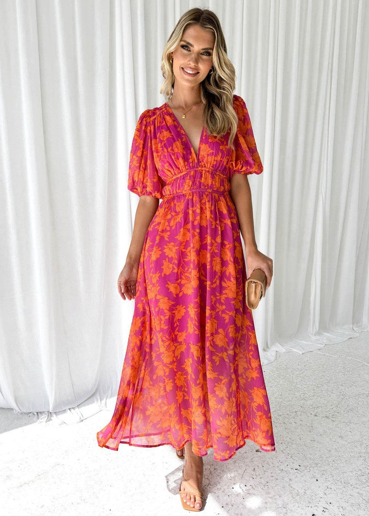 Floral V-Neck Maxi Dress