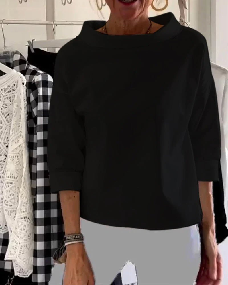 Bateau Neck 3/4 Sleeve Relaxed Top
