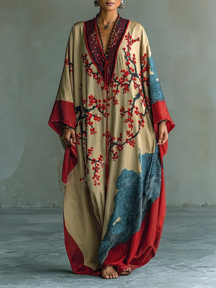 Floral Batwing Sleeve Maxi Dress
