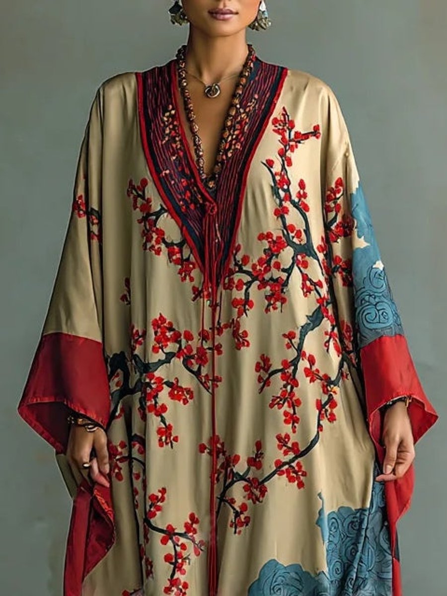 Floral Batwing Sleeve Maxi Dress