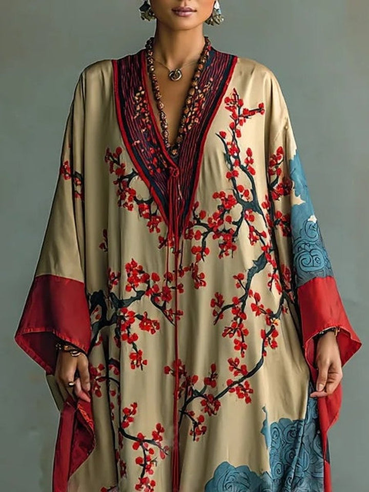 Floral Batwing Sleeve Maxi Dress