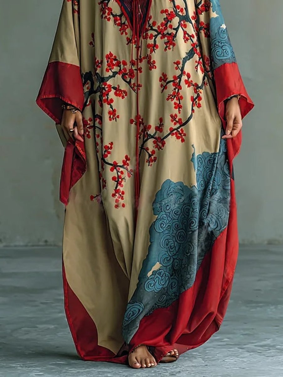 Floral Batwing Sleeve Maxi Dress
