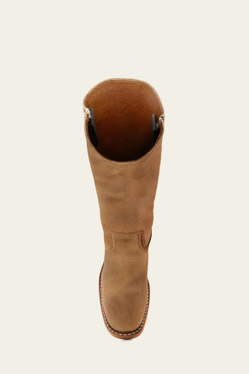Brown Leather Knee-High Block Heel Boots