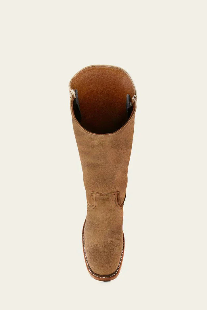 Brown Leather Knee-High Block Heel Boots