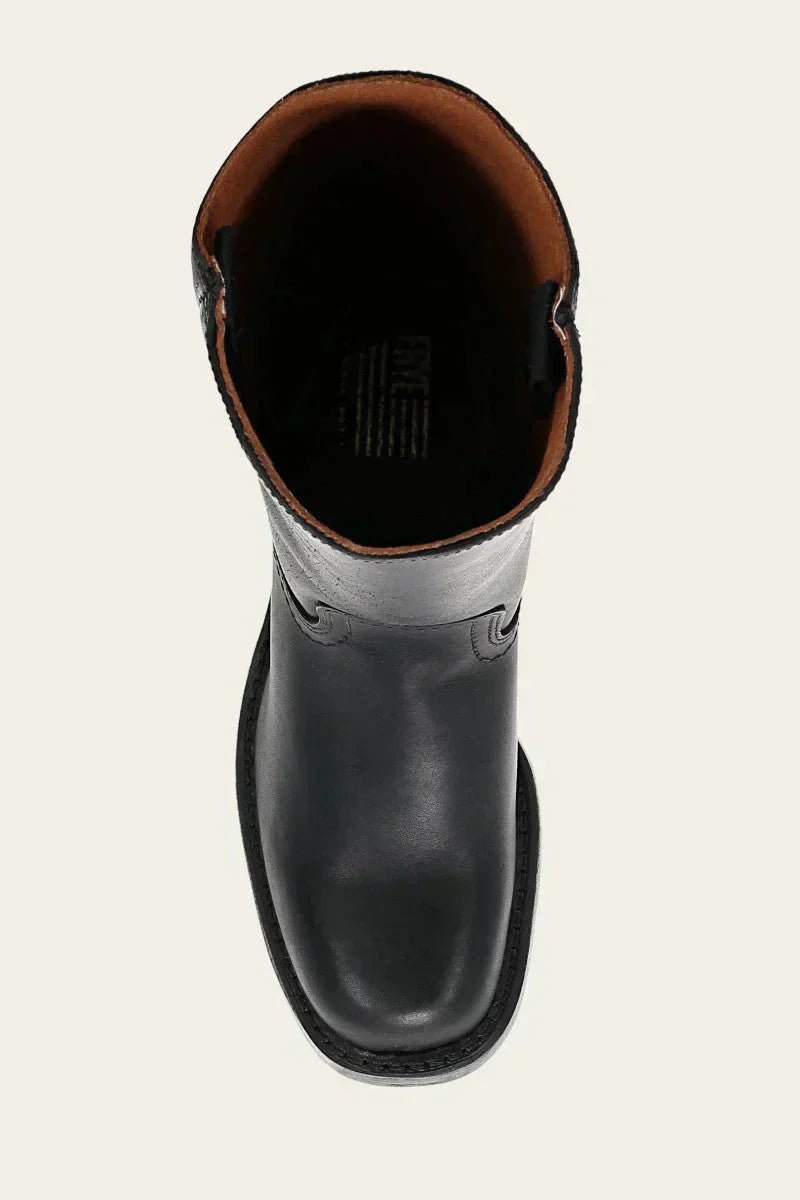 Brown Leather Knee-High Block Heel Boots