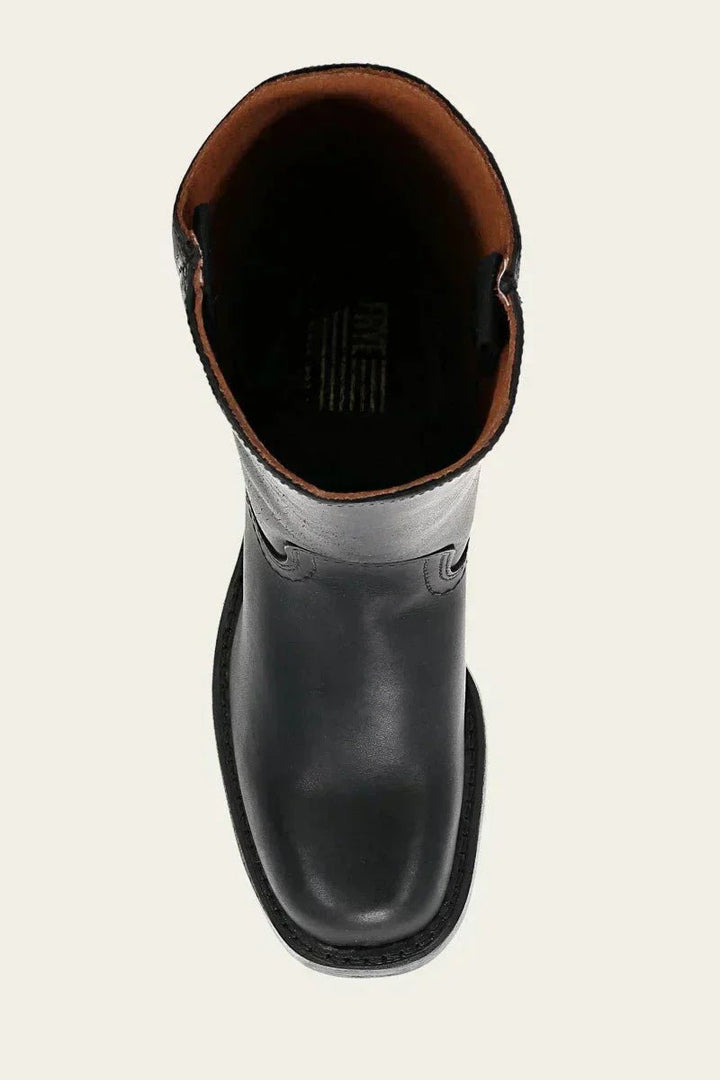 Brown Leather Knee-High Block Heel Boots