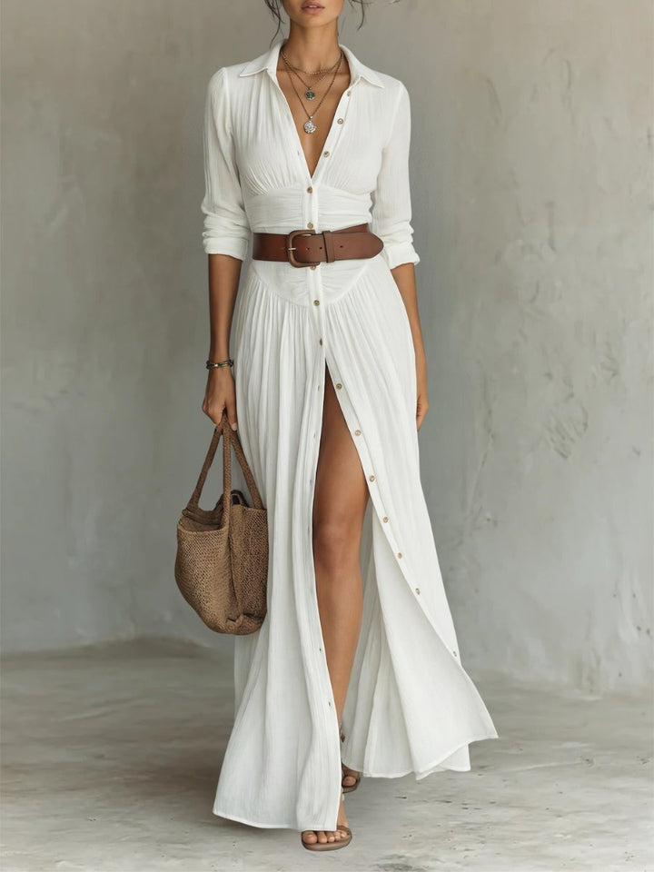 Belted Maxi Shirt Dress