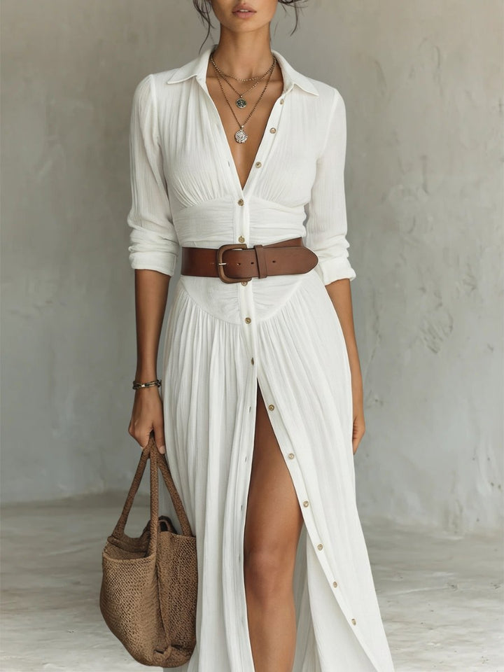Belted Maxi Shirt Dress