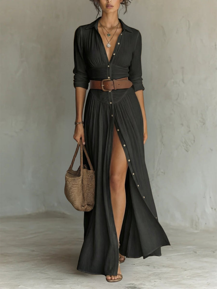 Belted Maxi Shirt Dress