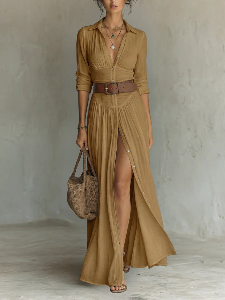 Belted Maxi Shirt Dress