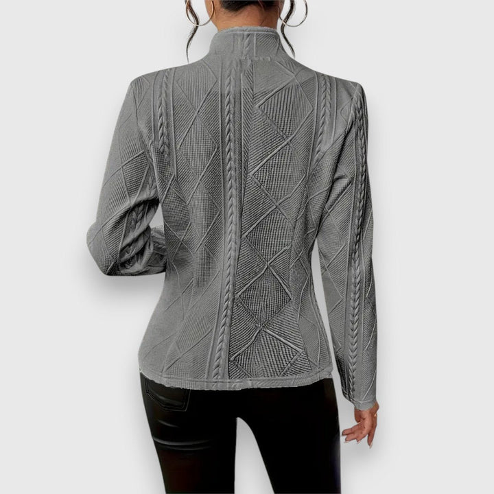 Cable-Knit Mock-Neck Fitted Sweater
