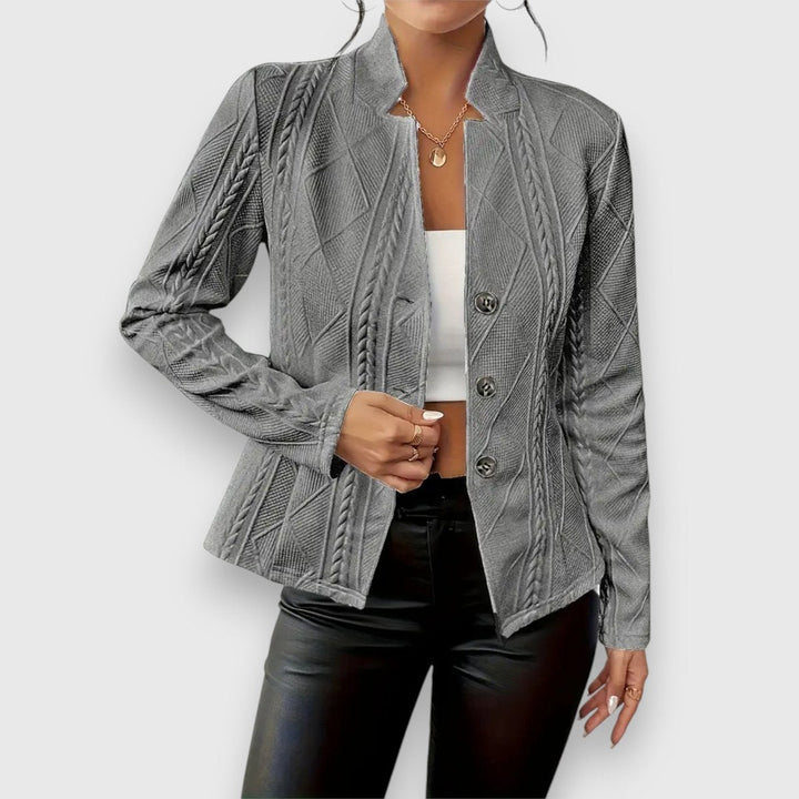Cable-Knit Mock-Neck Fitted Sweater