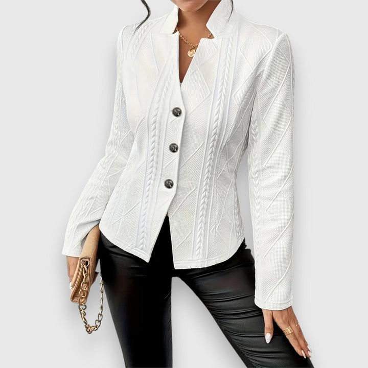 Cable-Knit Mock-Neck Fitted Sweater