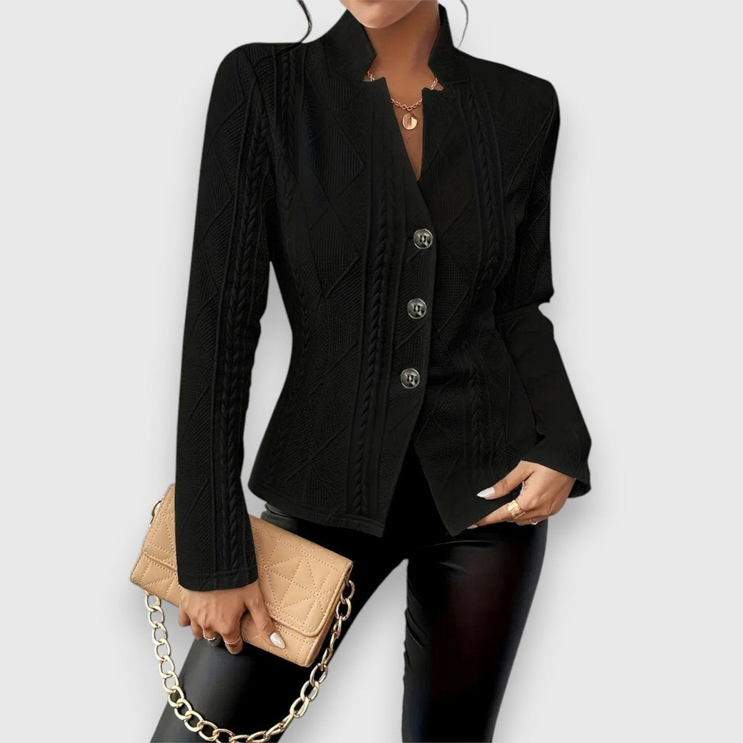 Cable-Knit Mock-Neck Fitted Sweater