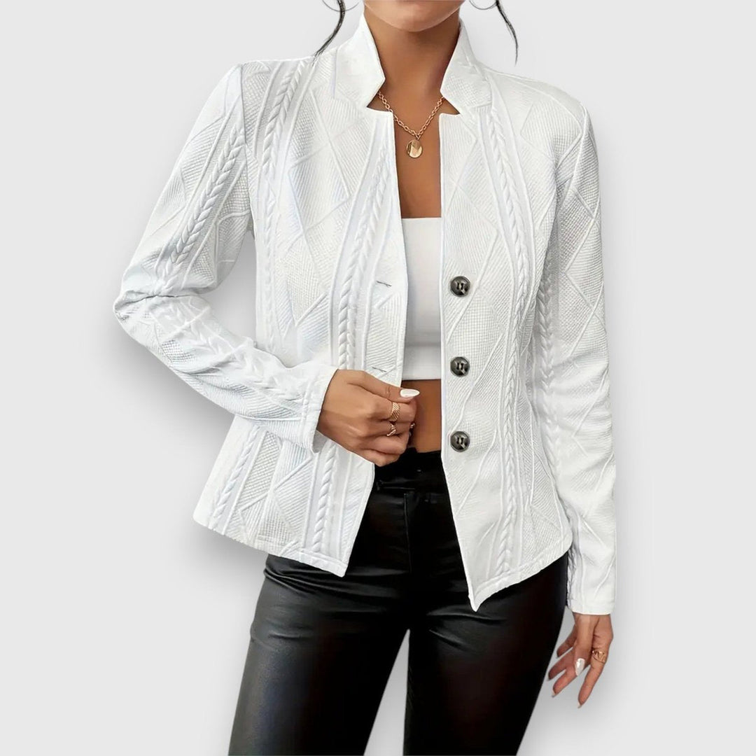 Cable-Knit Mock-Neck Fitted Sweater