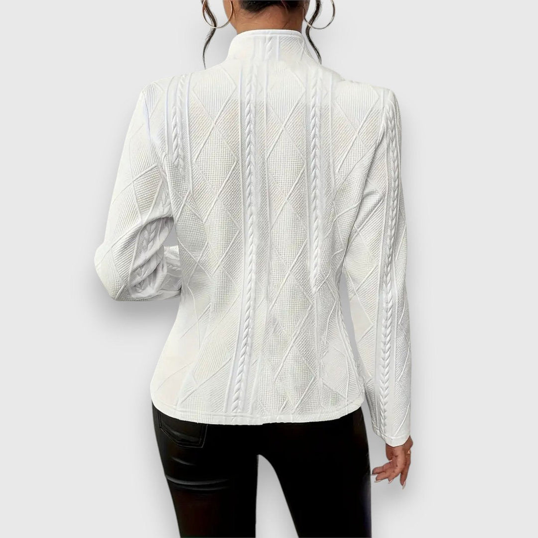 Cable-Knit Mock-Neck Fitted Sweater
