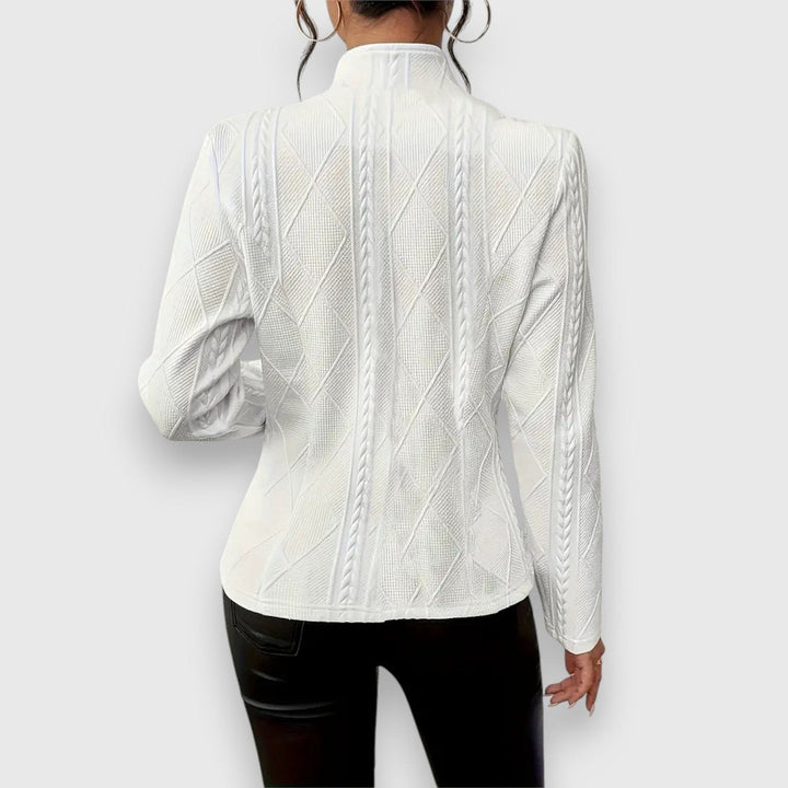 Cable-Knit Mock-Neck Fitted Sweater