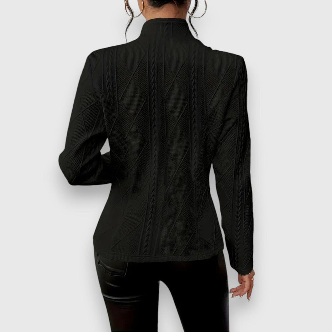 Cable-Knit Mock-Neck Fitted Sweater