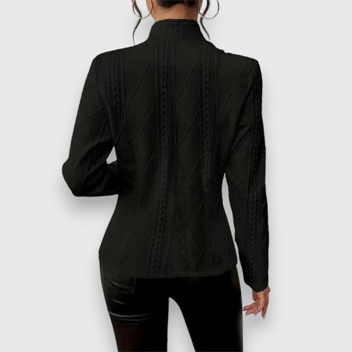 Cable-Knit Mock-Neck Fitted Sweater