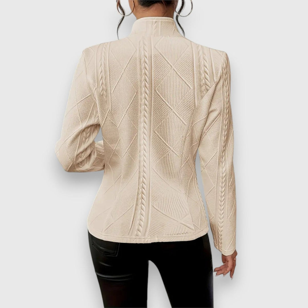 Cable-Knit Mock-Neck Fitted Sweater