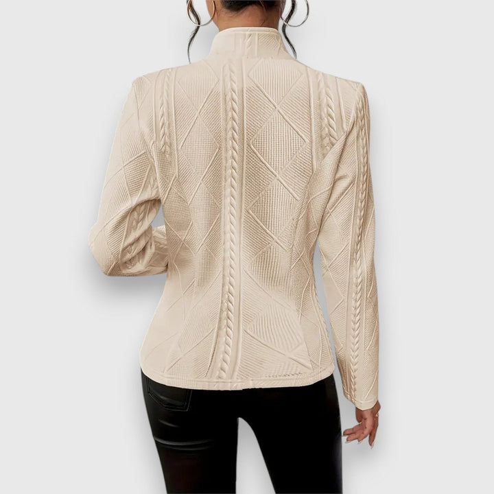 Cable-Knit Mock-Neck Fitted Sweater