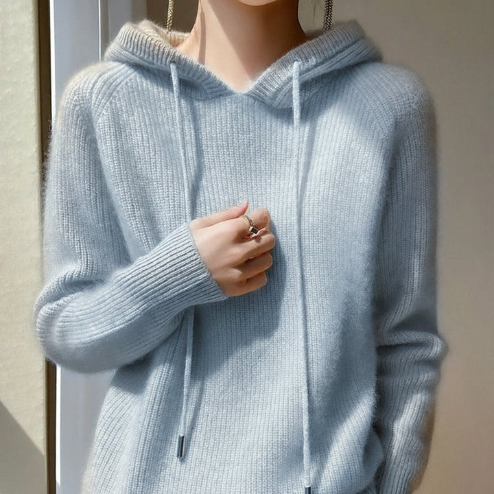 Cashmere and Mink Hooded Knit Jumper