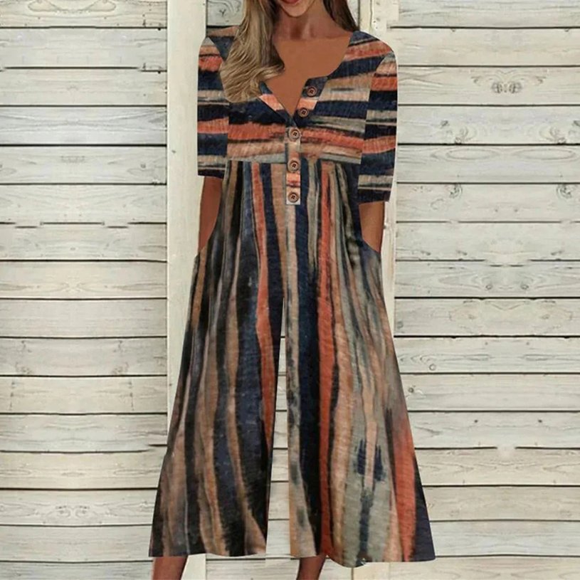 Cotton Button-Front Culotte Jumpsuit