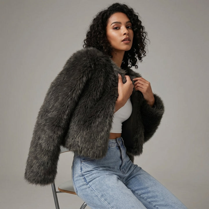 Cropped Faux Fur Jacket