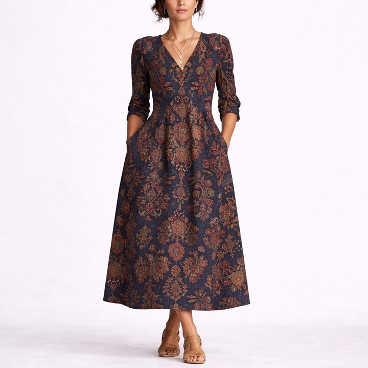 Floral Linen-Blend Maxi Dress
