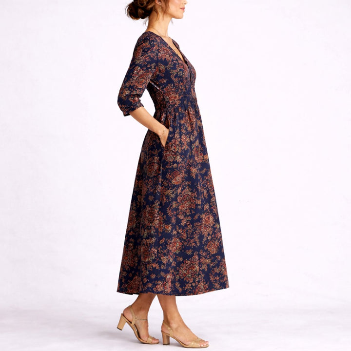 Floral Linen-Blend Maxi Dress